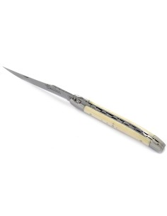 Laguiole pliant, 13 cm, manche en os (bovin), abeille forgée