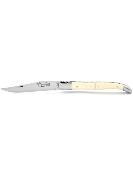 Laguiole pliant, 13 cm, manche en os (bovin), abeille forgée