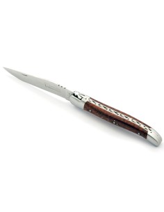 Laguiole pliant, 13 cm, manche en bois d'amourette, abeille forgée, lame seule
