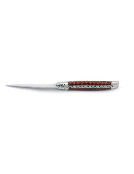 Laguiole pliant, 13 cm, manche en bois d'amourette, abeille forgée, lame seule