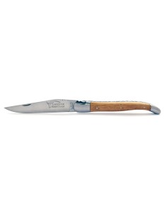 Laguiole pliant, 13 cm, manche en chêne de barrique, abeille forgée, lame seule 2