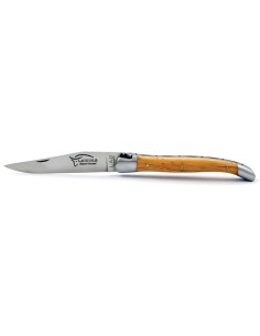 Laguiole pliant, 11 cm, abeille forgée, lame seule, mitres inox mat, manche en chêne vert 2