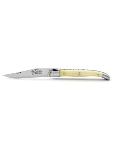 Laguiole pliant, 11 cm, abeille forgée, lame seule, mitres inox brillant, manche en os (bovin) 2