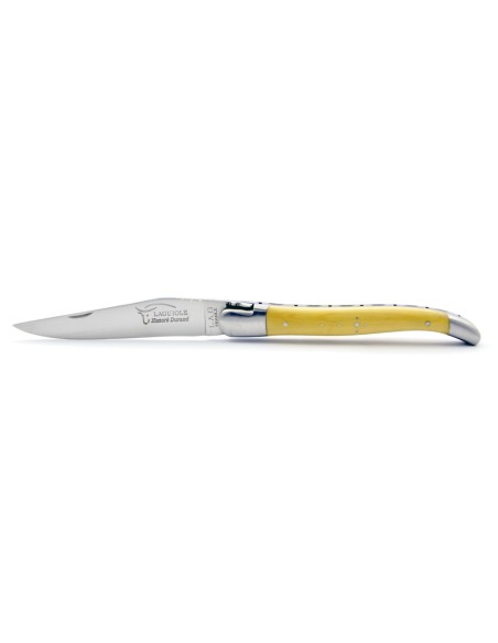 Laguiole pliant, 13 cm, abeille forgée, lame seule, mitres inox mat,  manche en buis