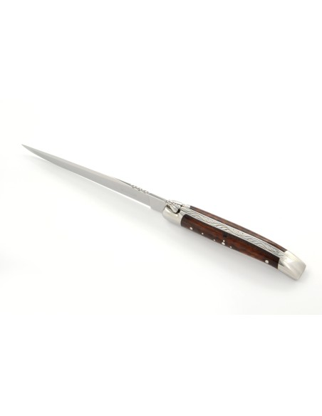 Ouvre-lettres et coupe-papier, finition prestige, mitres inox brillant, manche bois d'amourette