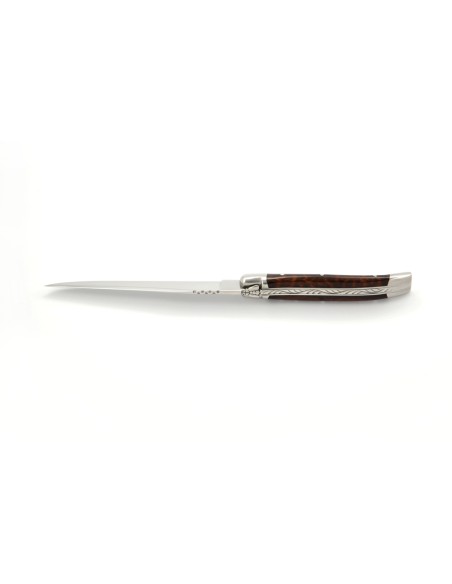 Ouvre-lettres et coupe-papier, finition prestige, mitres inox brillant, manche bois d'amourette