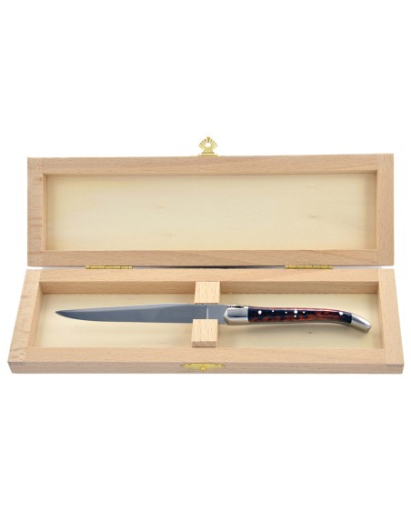 Ouvre-lettres et coupe-papier, finition prestige, mitres inox brillant, manche bois d'amourette