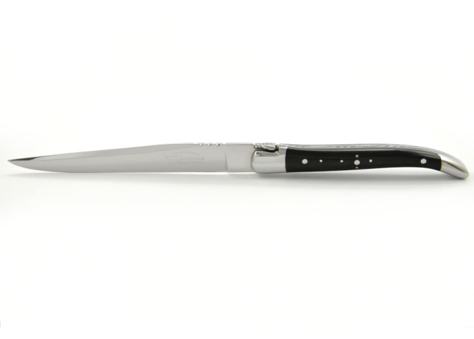 Ouvre-lettres et coupe-papier, finition prestige, mitres inox brillant, manche bois d'ébène