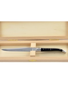 Ouvre-lettres et coupe-papier, finition prestige, mitres inox brillant, manche bois d'ébène 2