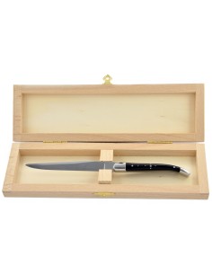 Ouvre-lettres et coupe-papier, finition prestige, mitres inox brillant, manche bois d'ébène