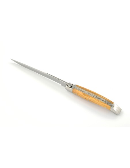 Ouvre-lettres et coupe-papier, finition prestige, mitres inox brillant, manche bois d'amourette
