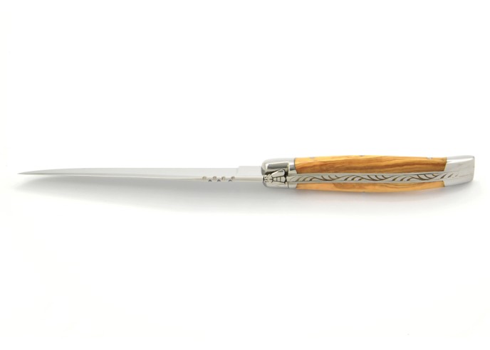 Ouvre-lettres et coupe-papier, finition prestige, mitres inox brillant, manche bois d'amourette