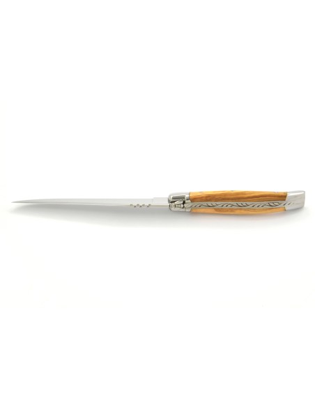 Ouvre-lettres et coupe-papier, finition prestige, mitres inox brillant, manche bois d'amourette