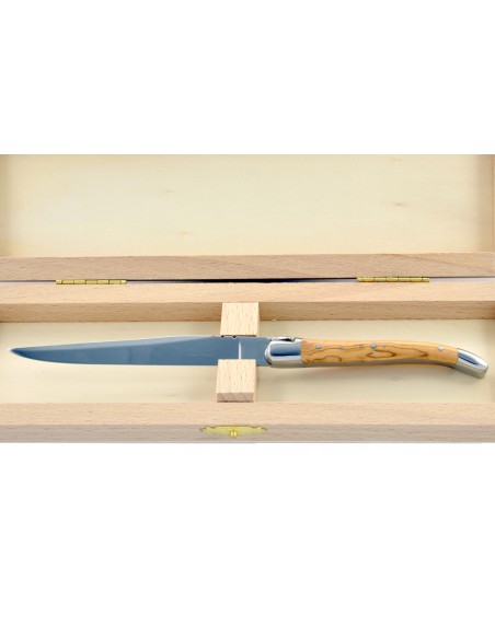 Ouvre-lettres et coupe-papier, finition prestige, mitres inox brillant, manche bois d'amourette