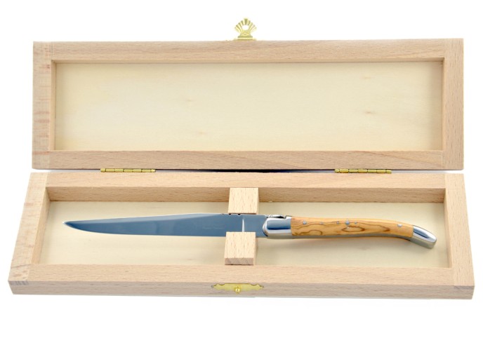 Ouvre-lettres et coupe-papier, finition prestige, mitres inox brillant, manche bois d'amourette