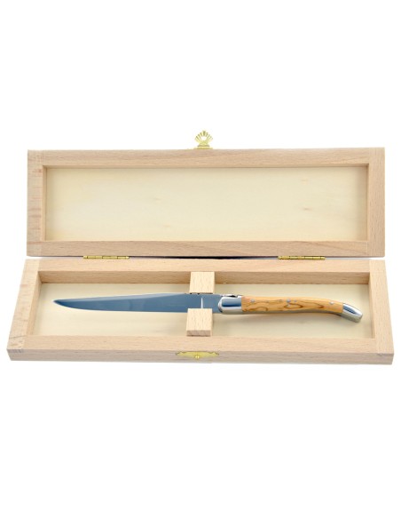 Ouvre-lettres et coupe-papier, finition prestige, mitres inox brillant, manche bois d'amourette