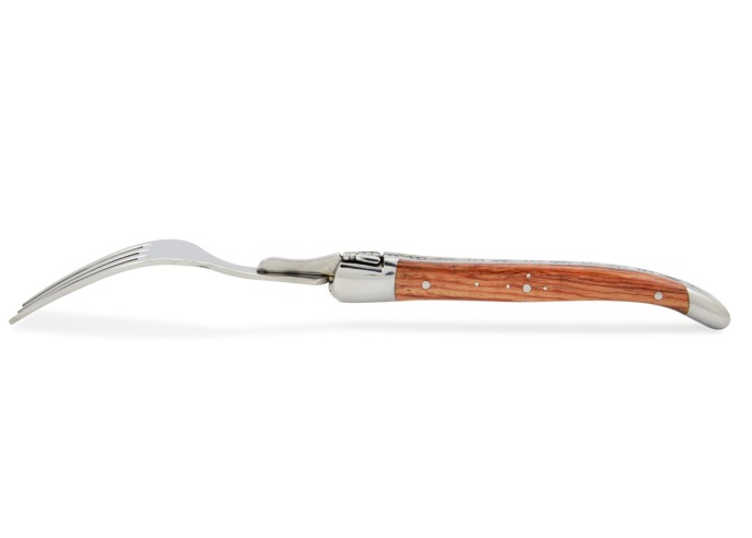Fourchettes de table, mitres inox brillant, gamme courante, manche bois de rose
