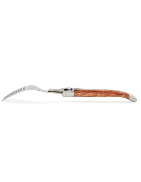 Fourchettes de table, mitres inox brillant, gamme courante, manche bois de rose