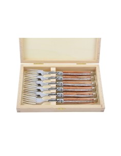 Fourchettes de table, mitres inox brillant, gamme courante, manche bois de rose 2