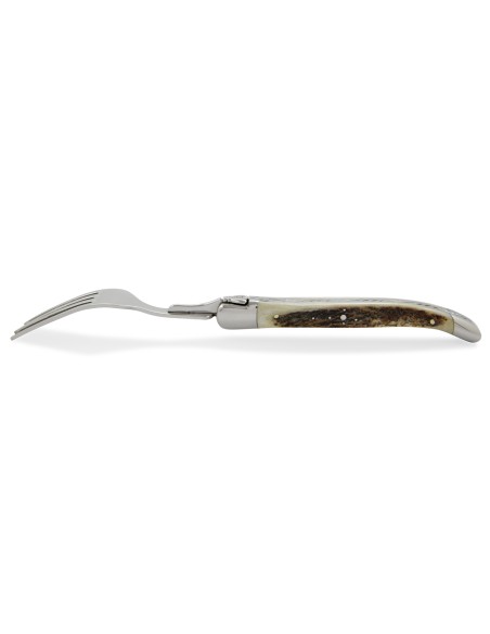 Fourchettes de table, mitres inox brillant, gamme prestige, manche bois de cerf
