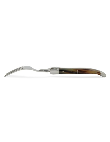 Fourchettes de table, mitres inox brillant, gamme prestige, manche pointe de corne (claire)
