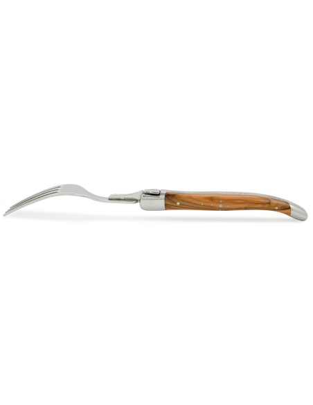 Fourchettes de table, mitres inox brillant, gamme prestige, manche bois d'olivier