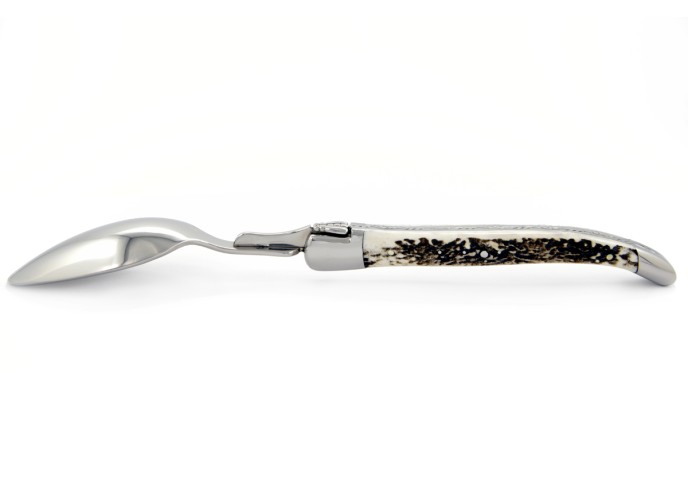 Grosses cuillères, gamme prestige, mitres inox brillant, manche bois de cerf