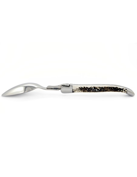 Grosses cuillères, gamme prestige, mitres inox brillant, manche bois de cerf