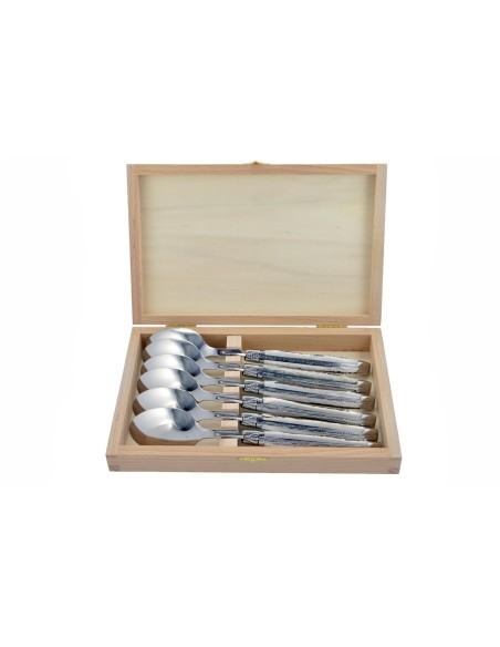 Grosses cuillères, gamme prestige, mitres inox brillant, manche bois de cerf