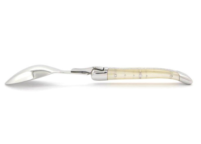 Petites cuillères, gamme courante, mitres inox brillant, manche acrylique ténéré