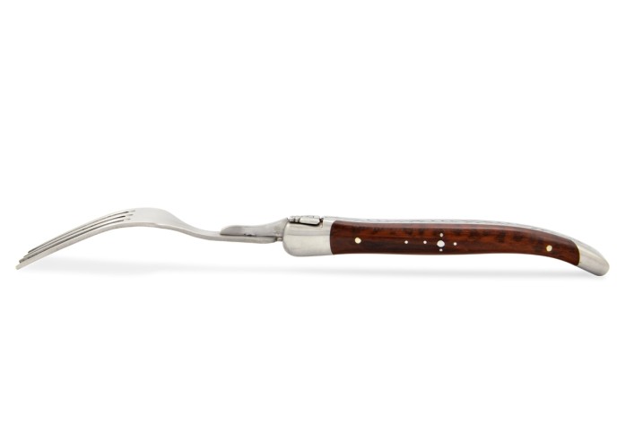 Coffret de fourchettes de table Laguiole, finition inox brossé, manche galbé en bois divers