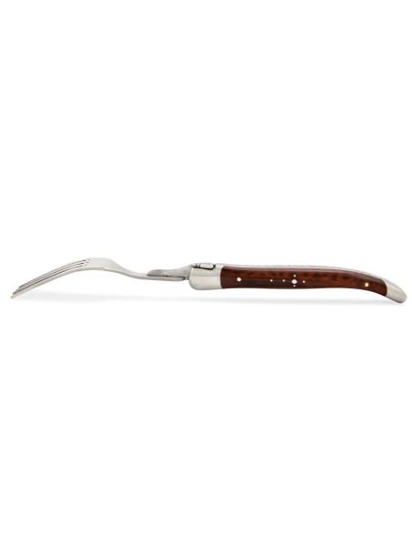 Coffret de fourchettes de table Laguiole, finition inox brossé, manche galbé en bois divers