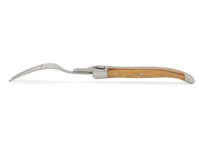 Coffret de fourchettes de table Laguiole, finition inox brossé, manche galbé en bois divers