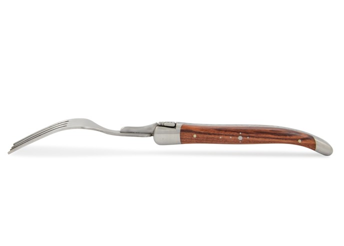 Coffret de fourchettes de table Laguiole, finition inox brossé, manche galbé en bois divers