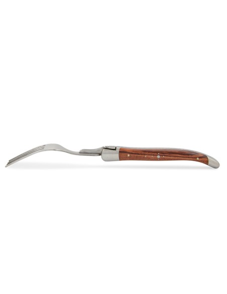 Coffret de fourchettes de table Laguiole, finition inox brossé, manche galbé en bois divers