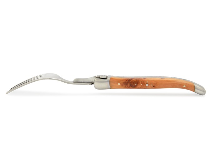 Coffret de fourchettes de table Laguiole, finition inox brossé, manche galbé en bois divers