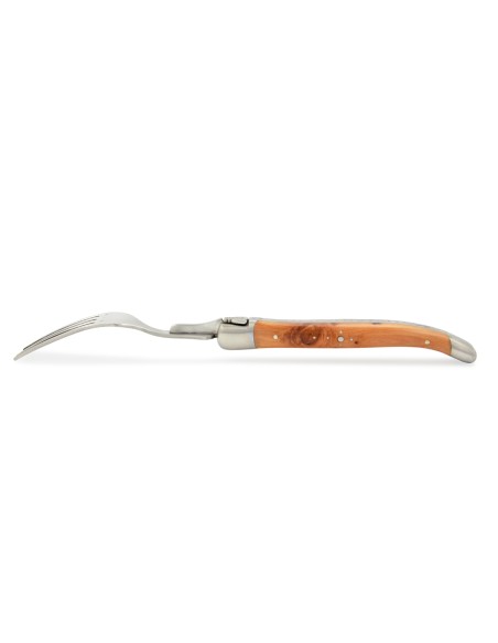 Coffret de fourchettes de table Laguiole, finition inox brossé, manche galbé en bois divers
