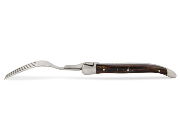 Coffret de fourchettes de table Laguiole, finition inox brossé, manche galbé en bois divers