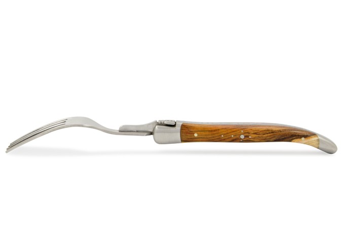 Coffret de fourchettes de table Laguiole, finition inox brossé, manche galbé en bois divers