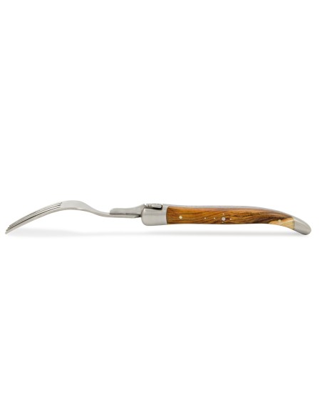 Coffret de fourchettes de table Laguiole, finition inox brossé, manche galbé en bois divers