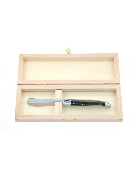 Couteau à beurre Laguiole. Finition inox brillant avec manche galbé en bois de