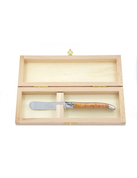Couteau à beurre Laguiole. Finition inox brillant avec manche galbé en bois de