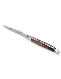 Laguiole pliant, 13 cm, abeille forgée, lame seule, mitres inox brillant, manche bois de violette