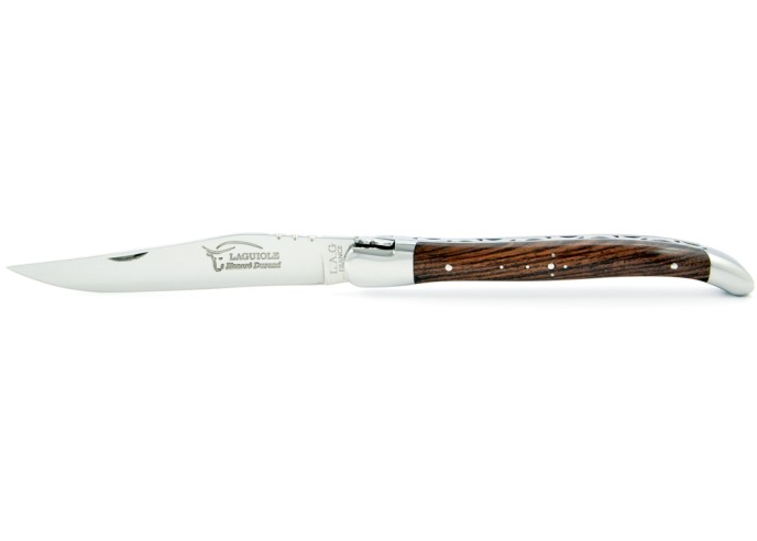 Laguiole pliant, 13 cm, abeille forgée, lame seule, mitres inox brillant, manche bois de violette