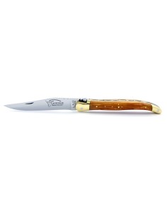 Laguiole pliant, 11 cm, abeille forgée, lame seule, mitres laiton, manche en olivier 2