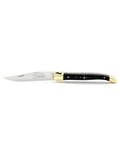 Laguiole pliant, 11 cm, abeille forgée, lame seule, mitres laiton, manche en ébène 2