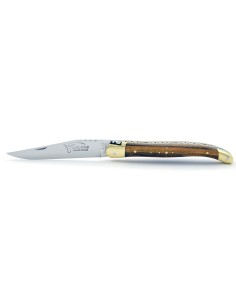 Laguiole pliant, 11 cm, abeille forgée, lame seule, mitres laiton, manche en bois de pistachier 2