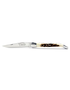 Laguiole pliant, 11 cm, abeille forgée, lame seule, mitres inox brillant, manche en bois de cerf 2