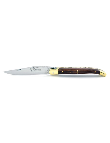 Laguiole pliant, 11 cm, abeille forgée, lame seule, mitres laiton, manche en bois de violette