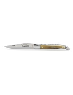 Laguiole pliant, 12 cm, abeille forgée, mitres inox brillant, manche super galbé en pointe de corne claire 2